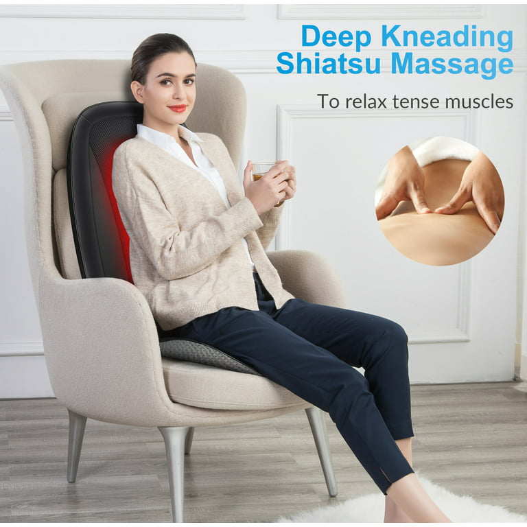 Shiatsu Chair Cushion Massager with Heat Kneading Massage & Seat