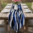 thumbnail image 6 of Blue Black Stripes Table Runner Linen Burlap Table Runner 72 Inches Long Modern Abstract Ombre Grey White Lines Dresser Scarves for Kitchen Island Coffee Dining Party Wedding Holiday Decor 14"x72", 6 of 8