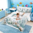 thumbnail image 4 of Manfei Watercolor Cute Dolphin Underwater Coral Seashell Bedding Comforter Set for Kids Boys and Girls, Nautical Marine Life Print Full Bedding Set, Stars Reversible 7-Piece, 4 of 6