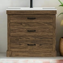 Teamson Home Donovan 36" Single Bathroom Vanity with Integrated Square Sink and Two Drawers, Walnut