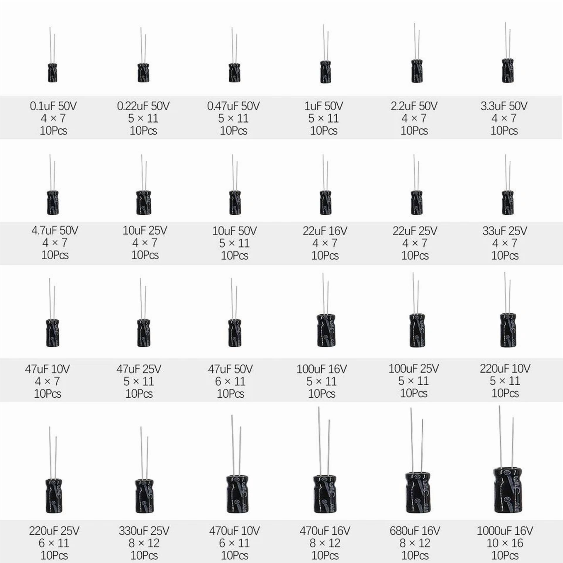 CIRCLE- Hilitchi 240-Pcs 24 Values Black Electrolytic Capacitors Assorted Assortment Kit