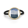 thumbnail image 1 of El cielo azul y las nubes blancas Cinta para el pelo de metal plateado y tocado de goma, 1 of 3