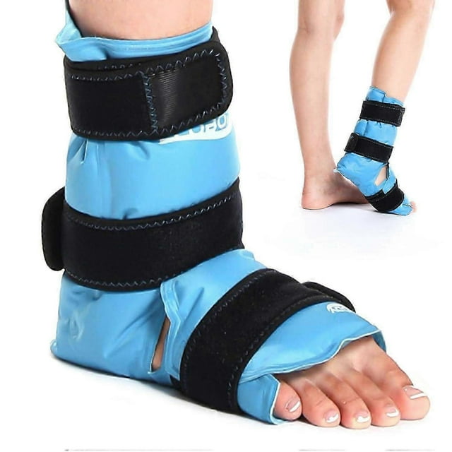 Ankle Ice Pack Wrap for Injuries with Double-Sided Fabric Cover, Foot Ice Pack