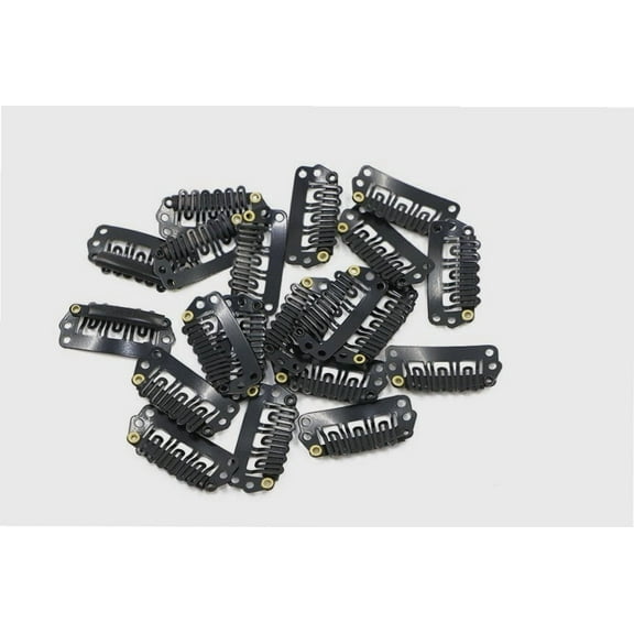 Snap Clips for Clip in Hair Extensions U-shape with soft rubber 6 Teeth Stainless Steel Material 20 Pcs/pack Small Size Black
