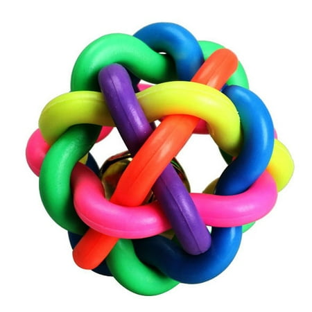 Pet Dogs Chewing Ball - Colorful Non-toxic Chew Toys with Bells for (Best Thing For Chafing Balls)