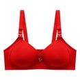 thumbnail image 4 of Women's Fixed Cup Front Open Button Underwear Thin Style Gathering Breathable Bra Underwear, 4 of 4