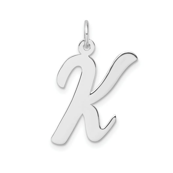 Sterling Silver Script Initial K Pendant Necklace for Women or Men, Polished Alphabet Charm with Smooth Finish, Personalized Monogram Jewelry, 925 Silver Identity Symbol