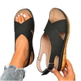 thumbnail image 4 of Hurxie Womens Wedge Sandals Comfortable: Buckle Ankle Strap Low Wedge Sandals Dressy Breathable Memory Foam Insole Casual Walking Summer Shoes Black 5.5, 4 of 8