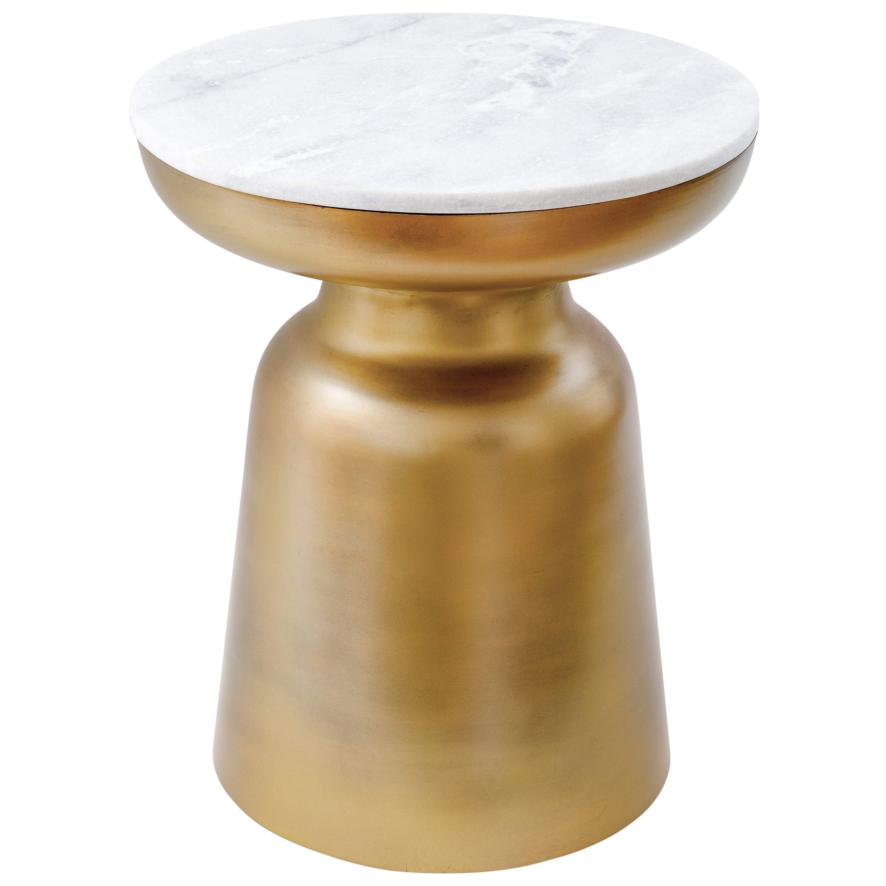 Poly & Bark Signy Drum Stool with Marble Top in Antique Brass Walmart