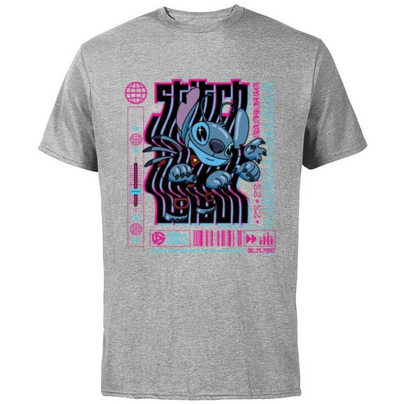 Disney Lilo & Stitch Techno Trance the Night Away 2002 - Short Sleeve Cotton T-Shirt for Adults - Customized-Athletic Heather