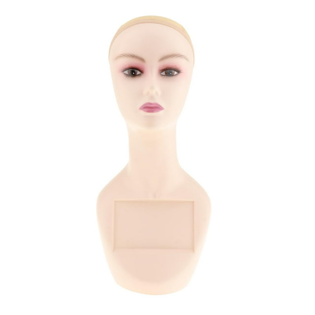 Modelo de cabeza de maniquí femenino con hombro, accesorios multifuncionales de alta práctica de 19 pulgadas, accesorios de exhibición para centro de Estilo D