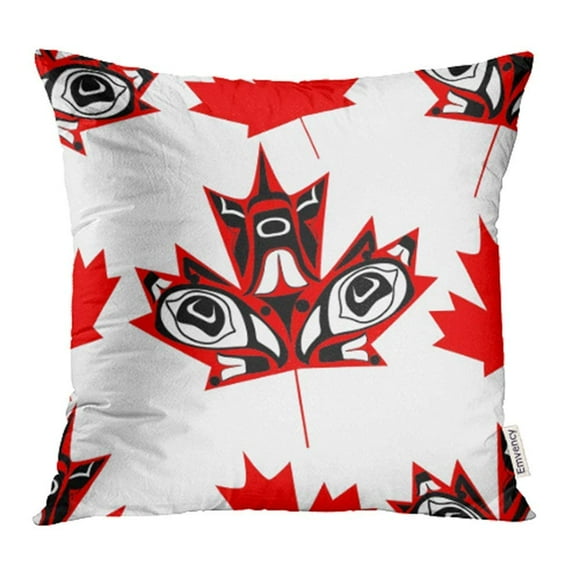 BSDHOME Arms Canadian Maple Leaf in Native on White Canada Citizen Country Cultural Pillow Case Pillow Cover 20x20 inch Throw Pillow Covers