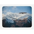 thumbnail image 1 of Mountain Bath Mat, Frozen Peaks Tops of the Mountain with a Flying Eagle Free in Nature Photo, Non-Slip Plush Mat Bathroom Kitchen Laundry Room Decor, 29.5 X 17.5 Inches, Brown White Blue, Ambesonne, 1 of 2