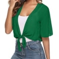 thumbnail image 6 of CIENVNSTG Women's Chiffon Cropped Bolero Sheer Shrugs Lightweight Short Bolero Cardigan Trendy 2026 Summer Tops Dark Green L, 6 of 7