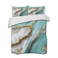 thumbnail image 2 of Quilts Queen Size, Turquoise Marble Soft Comforter Bedding Set for Bed, Modern Abstract Gold Stripes Art Lightweight Quilted Bedspread with Pillow Cover(2 Pieces) for All Season, 90x96 Inch, 2 of 6