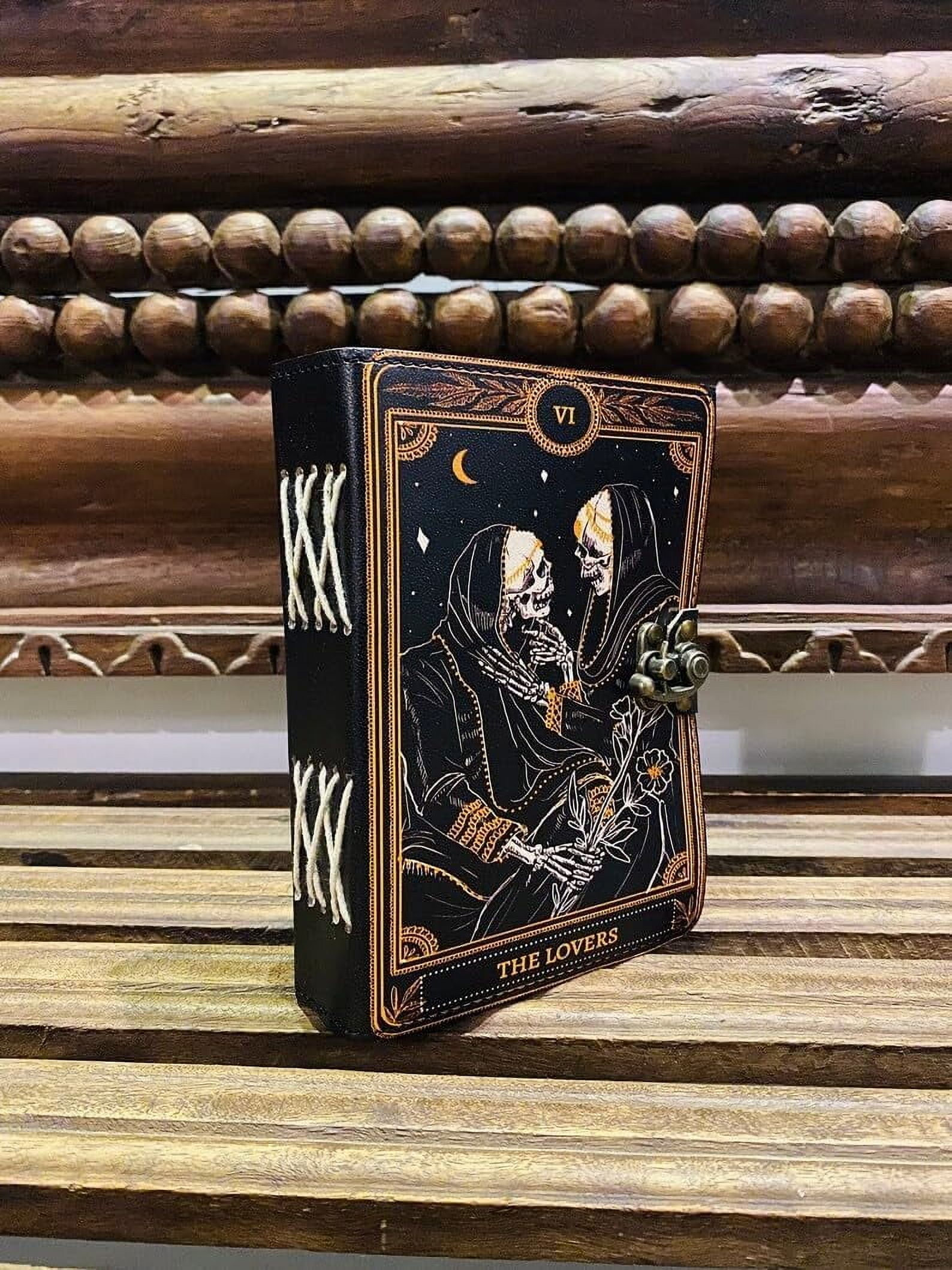 Gothic Grimoire Journal - Vintage LOVE Tarot Gifts And Wiccan Gifts, Spooky Gifts And Witchy Journal For Men And Women, Leather-Bound Reading Journals Reading Book Journal For Book Lovers