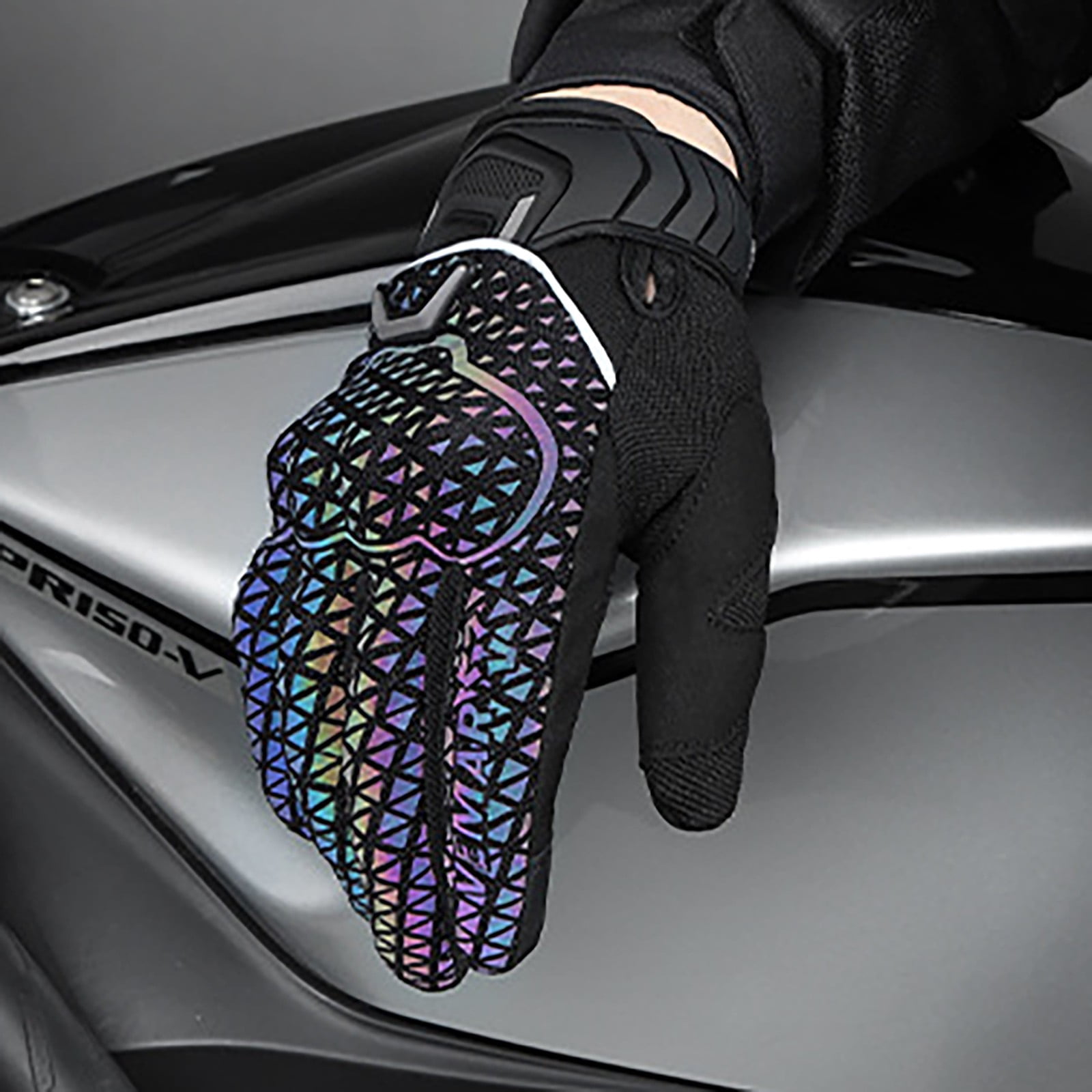 Clearance Sale!Highly Reflective Motorcycle Gloves Womens Riding Gloves Motorcycle Cushioned Tpu Casing Summer,Gray Hand Protection Equipment 25*20*6