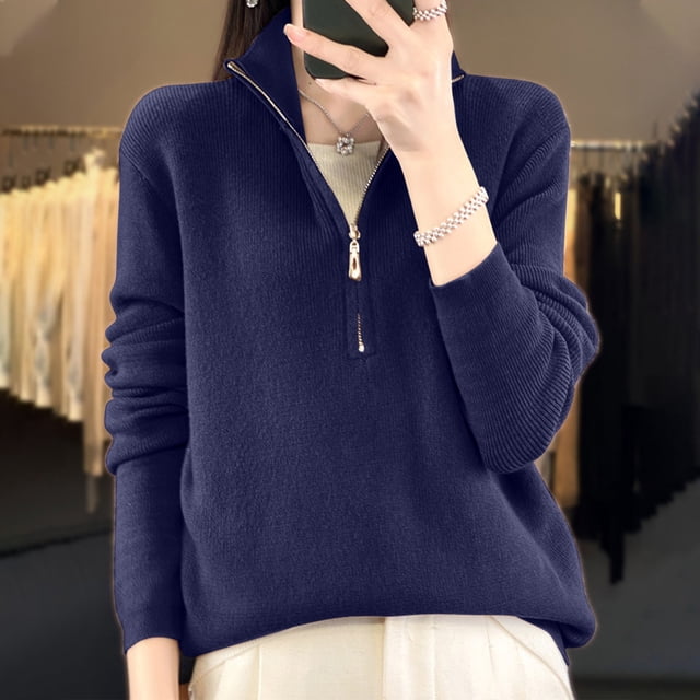 Styesk Sweaters for Women Quarter Zipper Cardigan Sweaters Solid Color Comfy Warm Clothes Trendy Knit Pullover Sweaters Casual Versatile Outfits