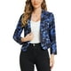 thumbnail image 1 of INSPIRAR CHIC Saco de Blazer Corto de Oficina para Mujeres, Abierto en Frontal, Ligero, Verano, Talla L, Azul Oscuro con Flores, 1 of 6