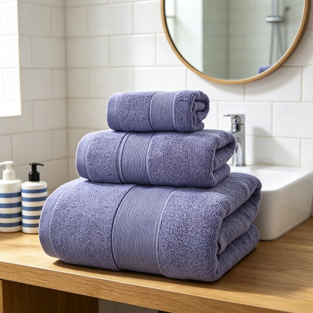 Juego de toallas de algodón extragrande de 3 piezas con toalla facial, de manos y de baño, multicolor, suave, altamente absorbente, de secado rápido, ligero y portátil.