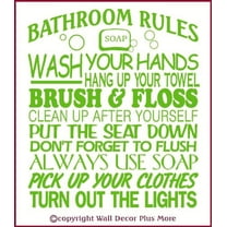 Bathroom Rules Subway Art Wall Decals Vinyl Sticker Quote 23x20 Lime Green