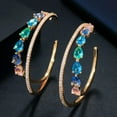 thumbnail image 5 of Cubic Zirconia Double Big Round Hoop Earrings Yellow Gold Plated White Jewelry, 5 of 8