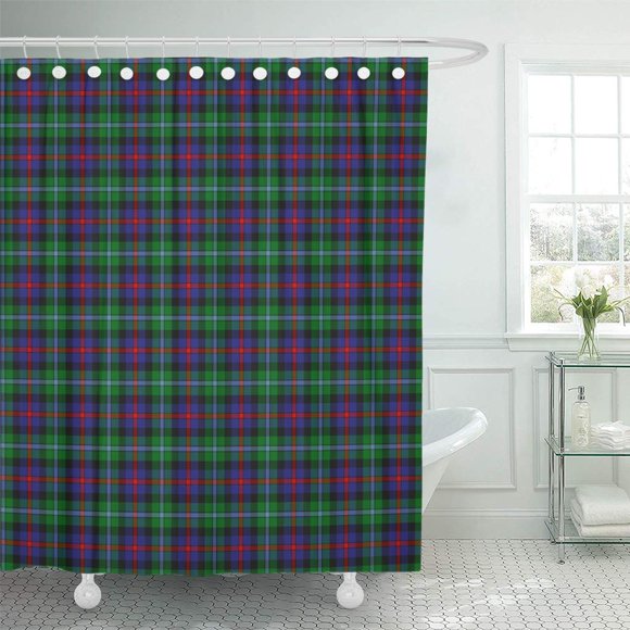 YUSDECOR Blue Ancient Patterned of The Clan Calder Tartan Green Bathroom Decor Bath Shower Curtain 60x72 inch