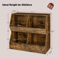 thumbnail image 3 of Kids Bookshelf, Toy Storage Organizer, Wooden Toy Cabinet, 4 Cubby Children Bookcase, 31.5" L Toddler Book Shelf for Bedroom, Nursery, Hallway, School, Rustic Brown, 3 of 9