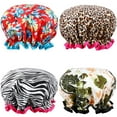 thumbnail image 1 of Shower Cap, ESARORA 4 PACK Bath Cap Designed for Women Waterproof Double Layer, 1 of 9