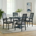 thumbnail image 2 of Noble House Aisenbrey Wood and Cane 5-Piece Expandable Dining Set, Gray, 2 of 13