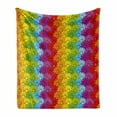 thumbnail image 1 of Floral Soft Flannel Fleece Throw Blanket, Vibrant Flowers in Rainbow Colors Striped Repeating Pattern Energetic Composition, Cozy Plush for Indoor and Outdoor Use, 70" x 90", Multicolor, by Ambesonne, 1 of 6