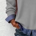 thumbnail image 7 of ManxiVoo Women's Denim Patchwork Sweatshirt Casual Lapel V Neck Long Sleeve Pullover for Street Style XL Size Grey, 7 of 7