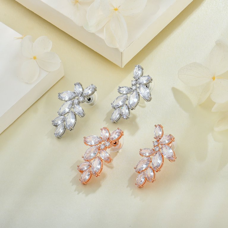PYNZY Women's Wedding Earrings for Cubic Zirconia Dangle Earrings for Bridal Plated Rose Gold - Walmart.com PYNZY Women's Wedding Earrings for Cubic Zirconia Dangle Earrings for Bridal Plated Rose Gold - Walmart.com