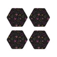 thumbnail image 2 of Kll Hexagon Drink Coasters Set Of 4,Pu Leather Absorbent Coasters Set Decorative Coffee Cup Coasters Housewarming Gift For Home Decor-Heart And Stars, 2 of 9