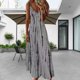 thumbnail image 5 of Vestido Suspendido Vestido largo bohemio con tirantes Vestido con tirantes de playa con estampado de columpio grande (Gris XXL) Cgtredaw Para estrenar, 5 of 6