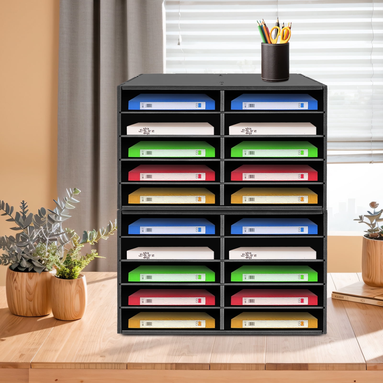 2 PCS Black Paper Storage Cabinets, File Storage Cabinet, Office File Storage Cabinet,  suitable for use in the study, bedroom, living room, conference room, classroom, office