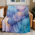 thumbnail image 2 of Modern Water Ripples Flannel Blanket for Bed,Travel and Camping, Gold Blue Marble Texture Super Soft Cozy Blanket for All Seasons 30"x40", 2 of 7