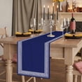 thumbnail image 2 of Navy Blue Geometric 108 Inch Table Runner, White Greek Key Farmhouse Farmhouse Dresser Scarf Cotton & Linen Tablerunner for Dining/Kitchen Island/Holiday Party Décor 13" x 108", 2 of 9