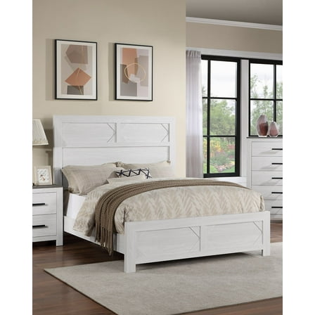 Classic Modern White Color Queen Size Bed 1pc Set Bedroom High HB Unique Design Bedframe