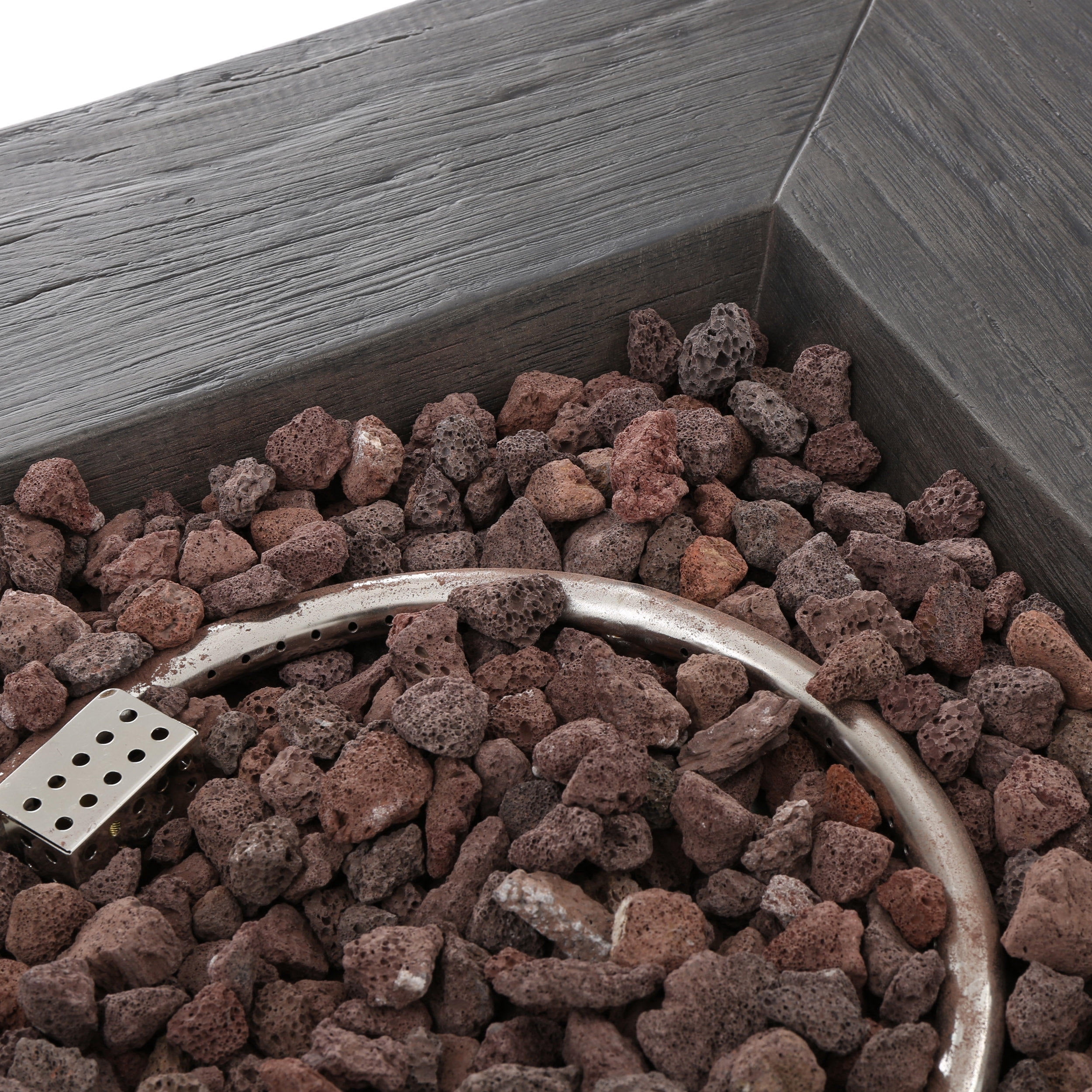 Ford Outdoor Square Lightweight Concrete Fire Pit, Grey
