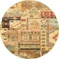 thumbnail image 1 of Ahgly Company Machine Washable Indoor Round Traditional Chrome Gold Yellow Area Rugs, 4' Round, 1 of 7