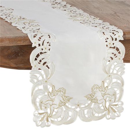 

Saro Lifestyle 412.I1554B 15 x 54 in. Embroidered Cupid Design Table Runner Ivory