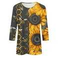 thumbnail image 5 of Tnhcen Women's World Bee Day Print Crewneck 3/4 Sleeve Autumn Casual Shirts - Plus Size Friendly Fashion Tops S-3XL, 5 of 5