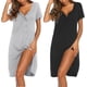 thumbnail image 2 of Ekouaer 2 Pack Nightgowns for Women Button Down Night Shirts Short Sleeve Sleep Shirts V Neck Sleepwear Pajama Dress, 2 of 4