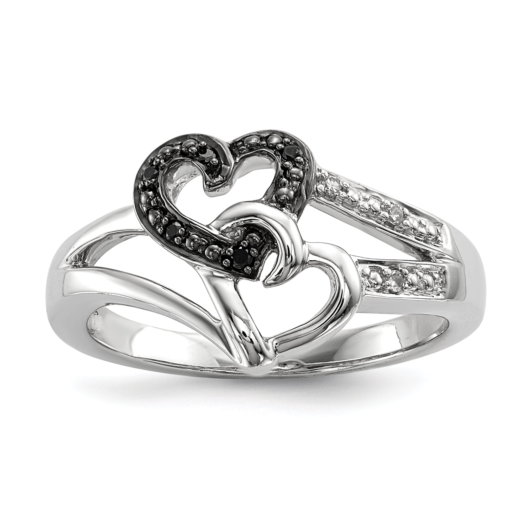Sterling Silver Black and White Diamond Ring