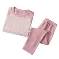 OGLCCG Kids Thermal Underwear Set Boys Girls Fleece Base Layer Thermal Set for Winter Striped Sleepwear Tops and Long Johns 2-14 Years