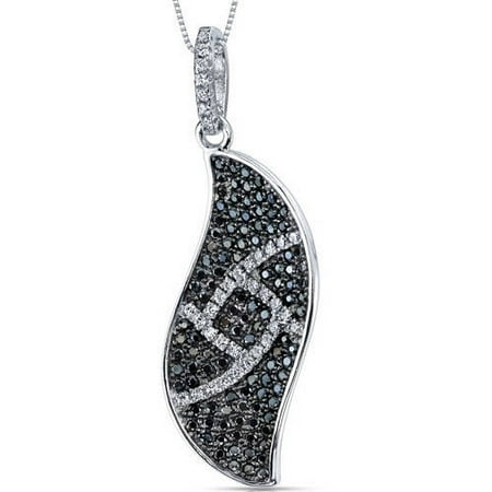Oravo 4.26 Carat T.G.W. Micro Pave Black and White Cubic Zirconia Rhodium over Sterling Silver Pendant, 18