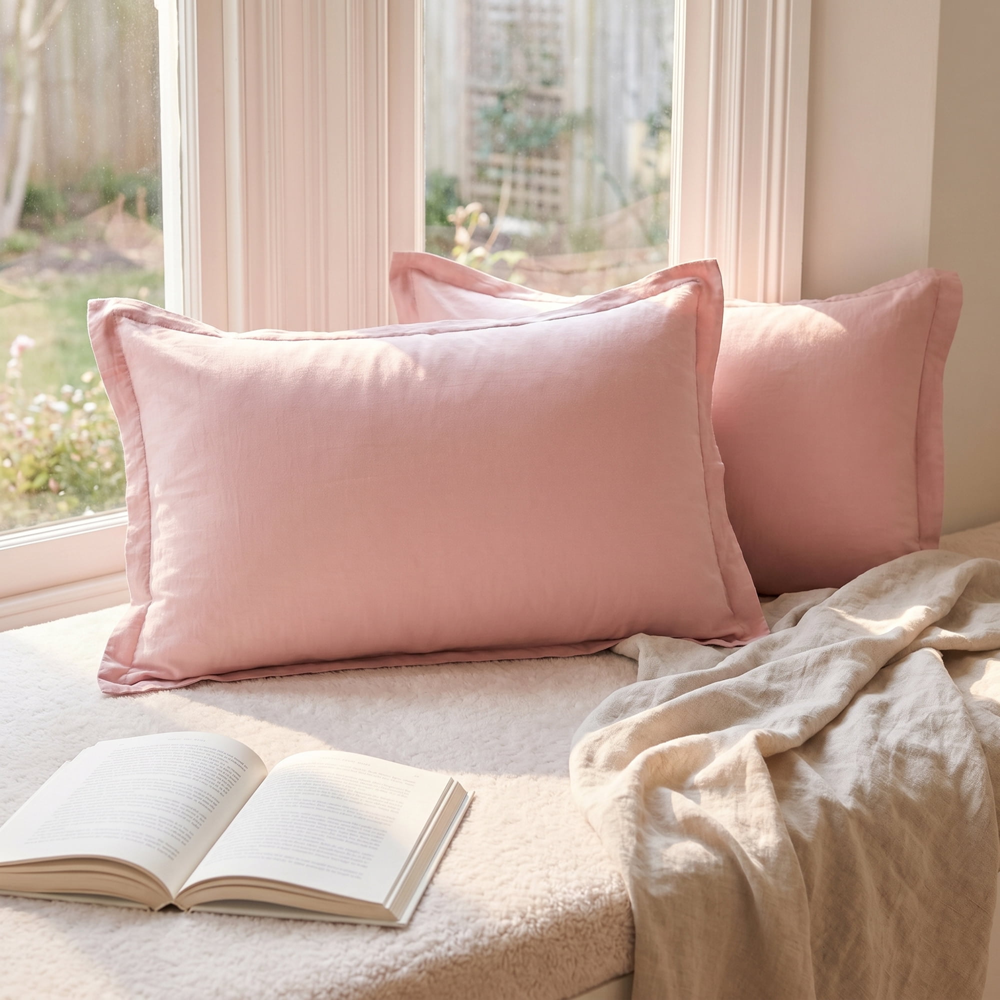 Unique Bargains 2 Pack Cotton Pillowcase Smooth Comfortable Envelope Closure Light pink