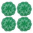 thumbnail image 1 of Posavasos de ganchillo hechos a mano de Uxcell, manteles individuales redondos de encaje de algodón con patrones florales, verde navideño, 4 piezas, 1 of 5