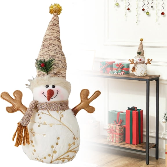 Miommo Snowman Christmas Decorations Indoor, Plush Snowman Figurines Tabletop Decor, Cute Fabric Winter Holiday Ornament Shelf Sitter for Home Mantel Centerpiece (1 Pack)